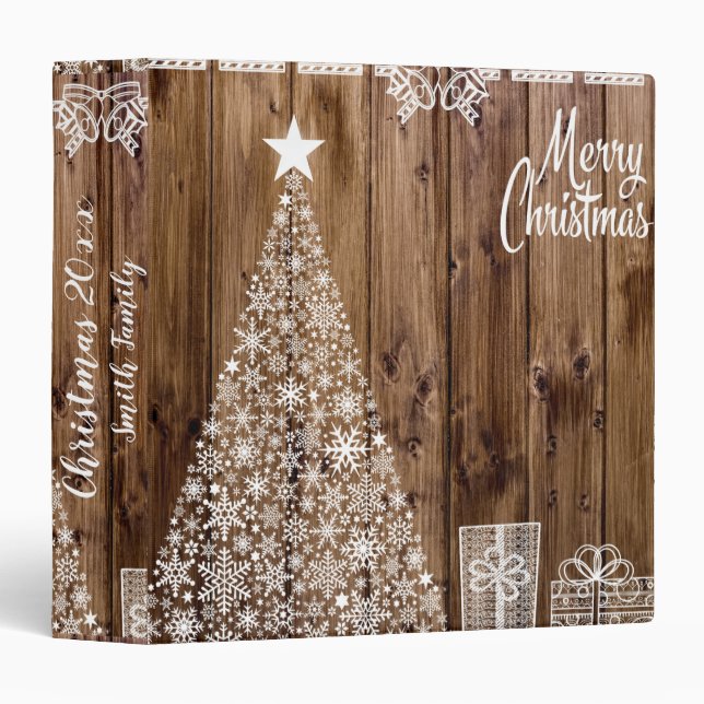 White on Wood Christmas 3 Ring Binder (Front/Spine)