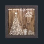 White on Wood Christmas Gift Box<br><div class="desc">White Christmas motifs (tree,  gifts and calligraphy) design. 
Customize to your liking with more text or images.
Check the shop for matching items,  and other items.</div>