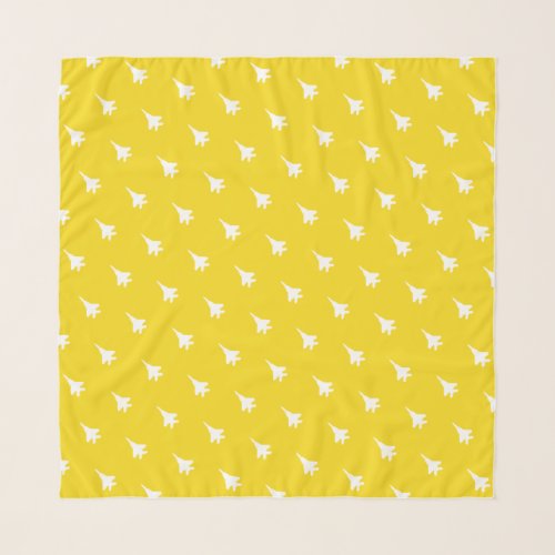 White on Yellow F_15E Jet Patterned Scarf