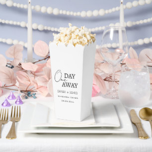 White One Day Away Rehearsal Dinner Wedding  Favor Boxes