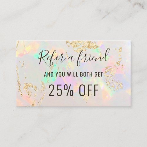 white opal background referral card