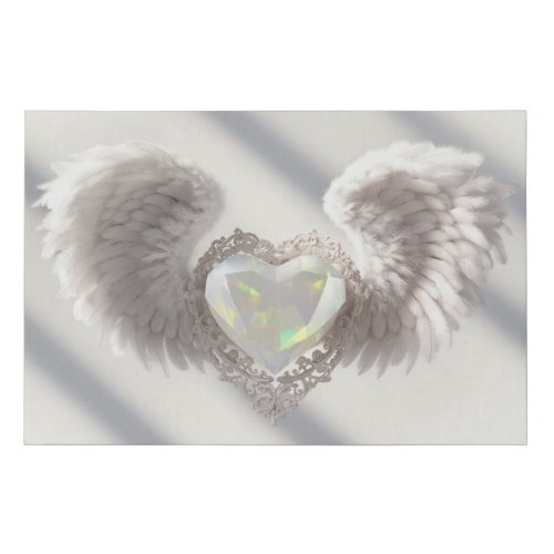  White Opal Heart Angel Wings  AP78 Faux Canvas Print