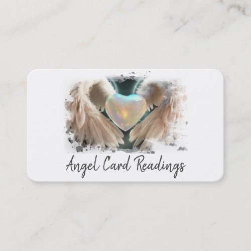  White Opal Heart Gold Angel Wings AP78 QR Business Card