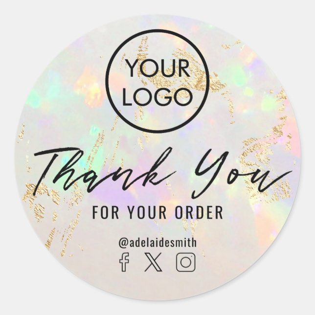 white opal inspired texture thank you classic round sticker (Front)