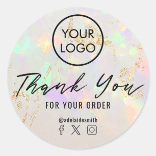  white opal inspired texture thank you classic round sticker