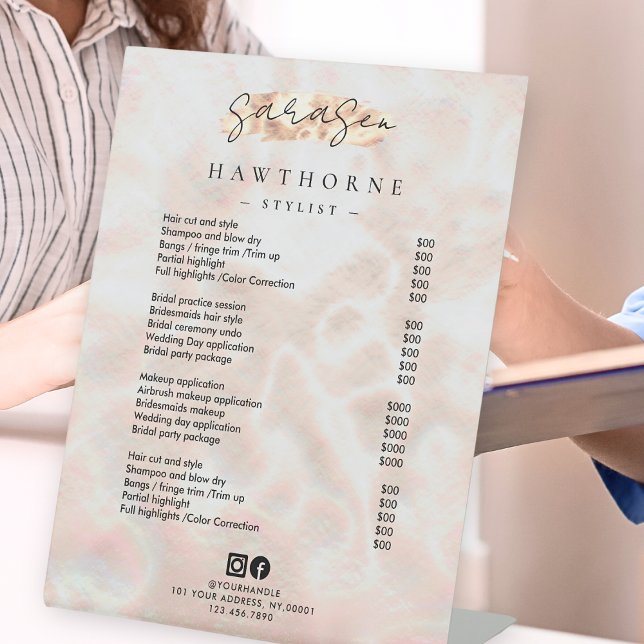 White Opal Price List Rose Gold Luxury Elegant Pedestal Sign (Creator Uploaded)