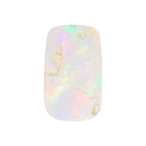 white opal stone minx nail art