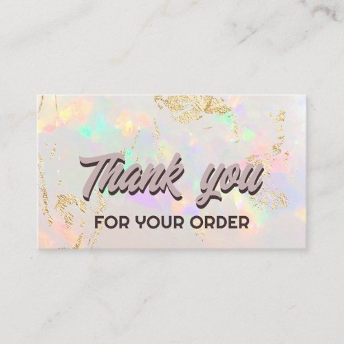 white opal thank you business card