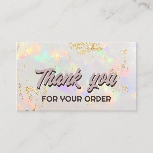 Customizable white opal thank you business card