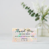 white opal thank you business card (Standing Front)