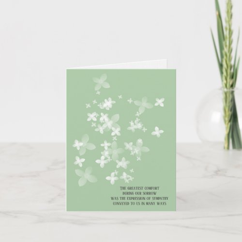 white opaque flower sympathy thank you card
