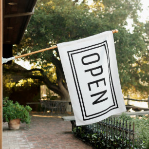 WHITE OPEN SIGN FLAG