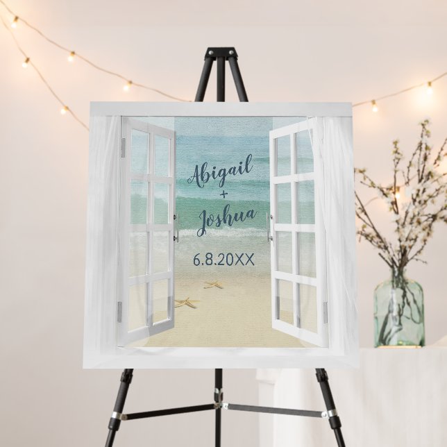 White Open Window With Watercolor Ocean Foam Board (In Situ (Stand))