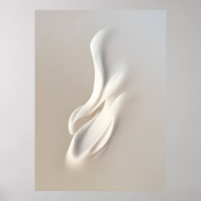 "White Opening Buds" | Neutral Abstract Art Poster (Front)