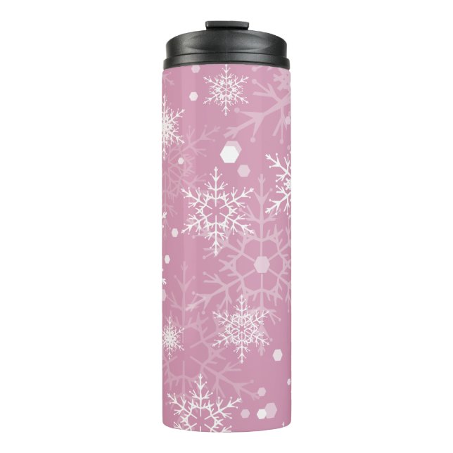 White openwork snowflakes  thermal tumbler (Front)