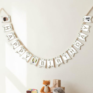 White Opossum Light Cottagecore Woodland Party Bunting Flags