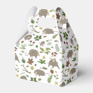 White Opossum Light Cottagecore Woodland Party Favor Boxes