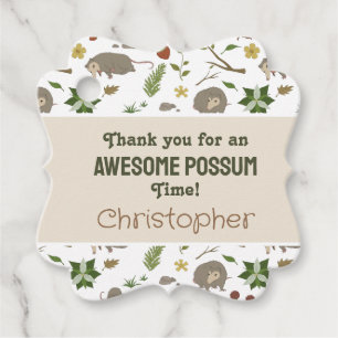 White Opossum Light Cottagecore Woodland Party Favor Tags