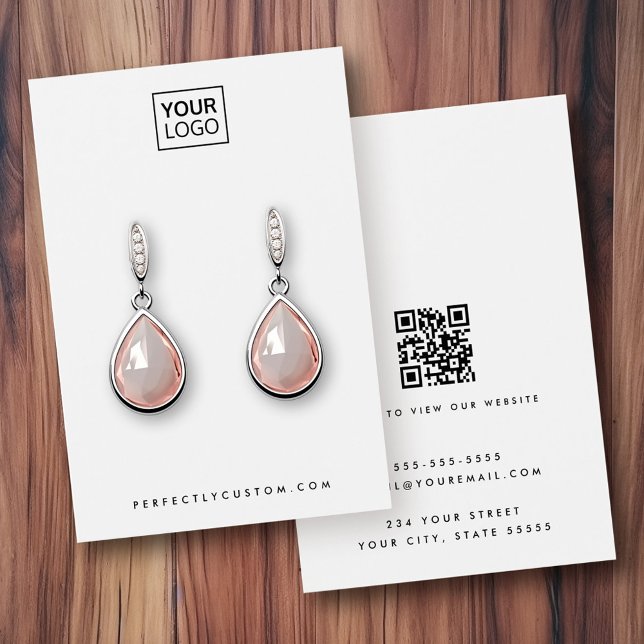 White or any color logo QR earring display card (White or any color logo QR earring display card)