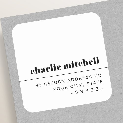White or any color minimal modern return address square sticker