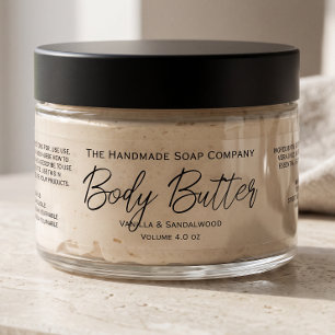 White or Clear Body Butter Jar Label 1" x 7"