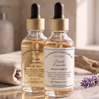 White or Clear Year Est. Cosmetics Bottle 4" x 2" Sticker