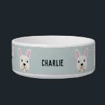 White or Cream French Bulldog Name Bowl<br><div class="desc">A fun little White or Cream French Bulldog or Frenchie design.  Great for dog lovers.  Original art by Nic Squirrell.  Change the name to personalize.</div>