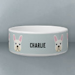 White or Cream French Bulldog Name Bowl<br><div class="desc">A fun little White or Cream French Bulldog or Frenchie design.  Great for dog lovers.  Original art by Nic Squirrell.  Change the name to personalize.</div>