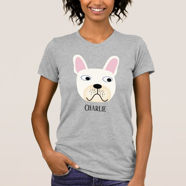 White or Cream French Bulldog Personalized T-Shirt (Front)