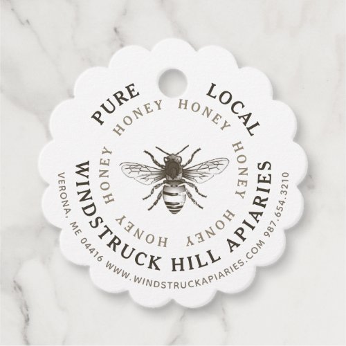 White or Kraft Honey Bee Apiary Product Tag