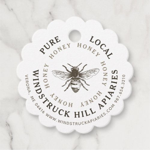 White or Kraft Scalloped Apiary Product Tag