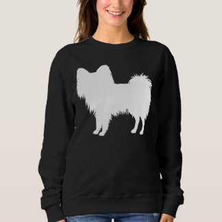 White (Or Other Color) Papillon Dog Silhouette Sweatshirt