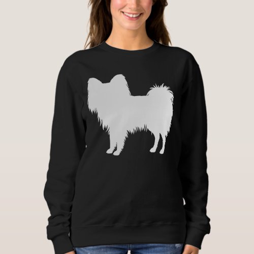 White Or Other Color Papillon Dog Silhouette Sweatshirt