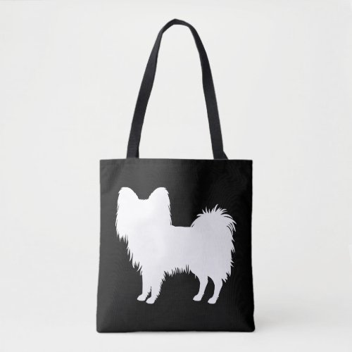 White Or Other Color Papillon Dog Silhouette Tote Bag