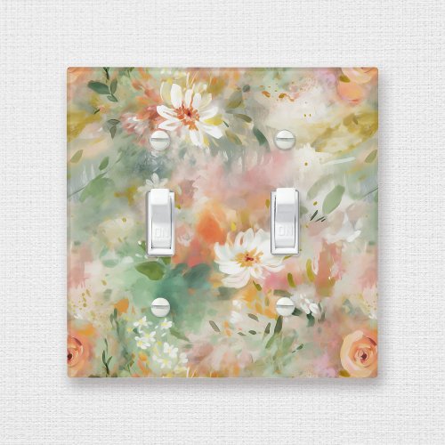 White Orange Abstract Painting Floral Pattern Light Switch Cover