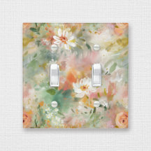 White Orange Abstract Painting Floral Pattern