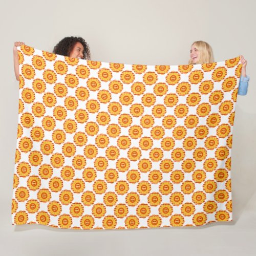 White Orange And Yellow Whimsical Plaid Floral Fleece Blanket