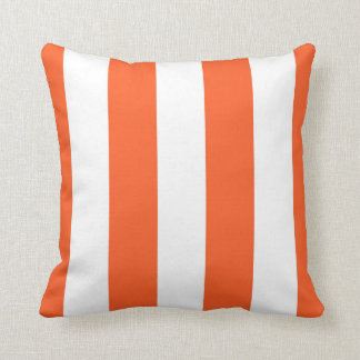 White & Orange Awnings Striped Decorative Throw Pillow