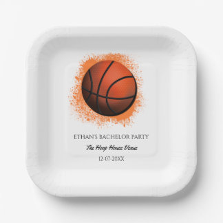 White orange basketball birthday / bachelor party paper plates