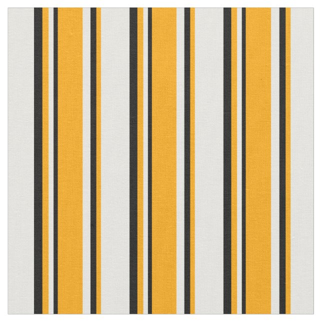 White, Orange & Black Colored Pattern Fabric (Close Up)