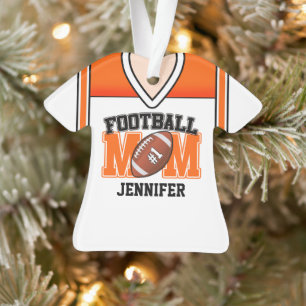 White/Orange/Black Football Mom Jersey Ornament