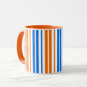 White Orange Blue Vertical Stripes Design Mug