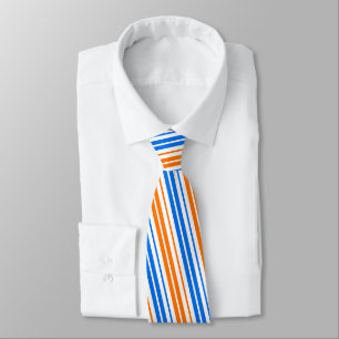 White Orange Blue Vertical Stripes Design Neck Tie