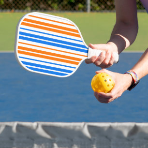 White Orange Blue Vertical Stripes Design Pickleball Paddle