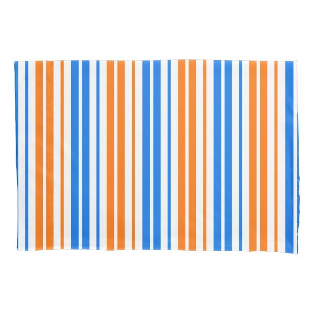 White Orange Blue Vertical Stripes Design   Pillow Case (Front)