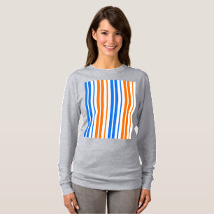 White Orange Blue Vertical Stripes Design   T-Shirt