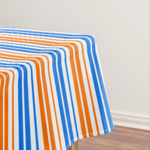 White Orange Blue Vertical Stripes Design   Tablecloth