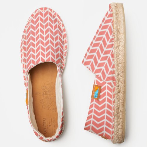 White orange chevron pattern modern chic graphic espadrilles