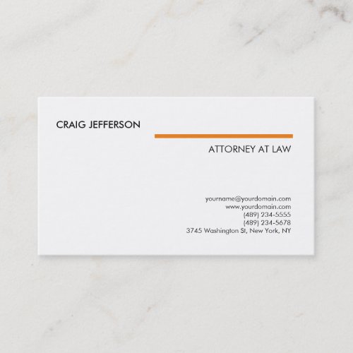 White Orange Consultant Attorney Lawyer Modern Business Card