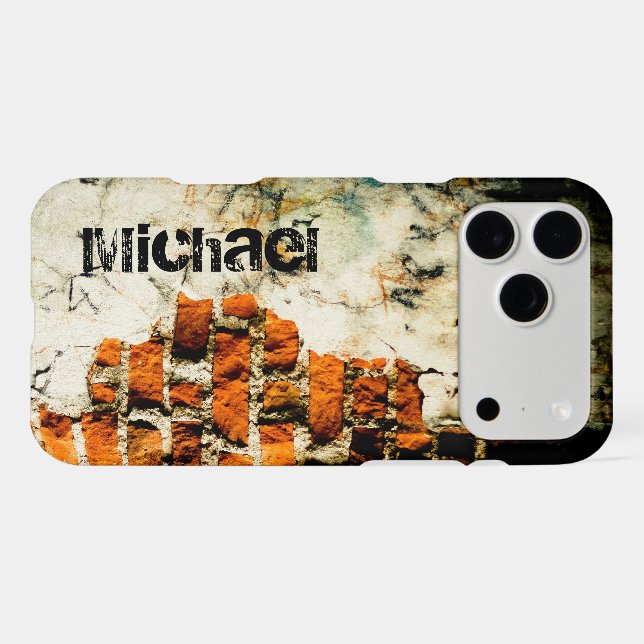 White orange Cool brick wall grafiti Custom name iPhone Case (Back Horizontal)